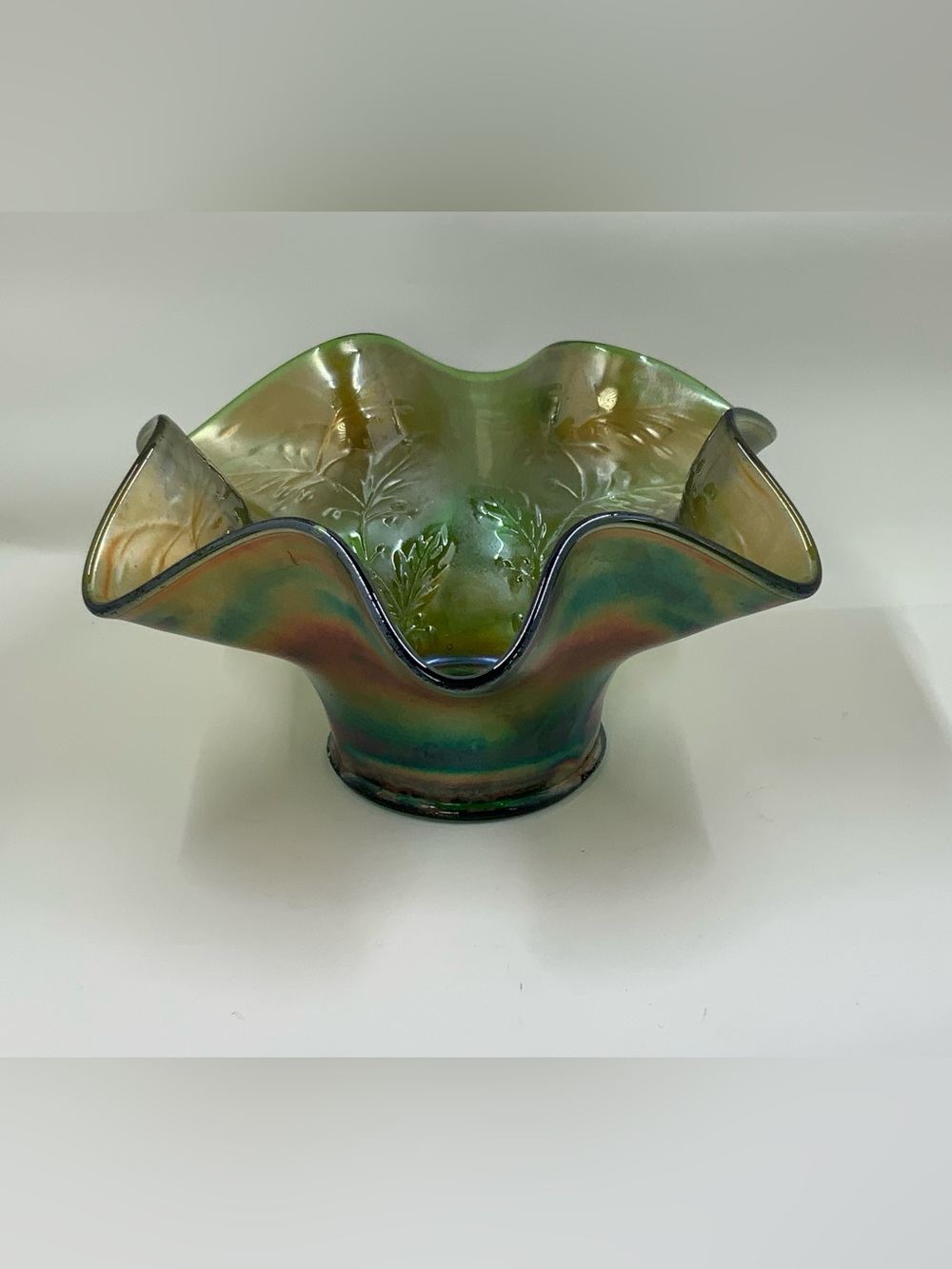 Vintage Fenton Green Carnival Glass